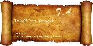 Takács Ahmed névjegykártya