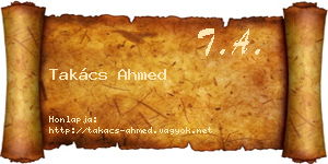 Takács Ahmed névjegykártya